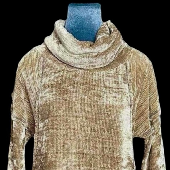 Mystree patchwork textured knit cowl neck bell sleeve soft chenille sweater S - Picture 2 of 10